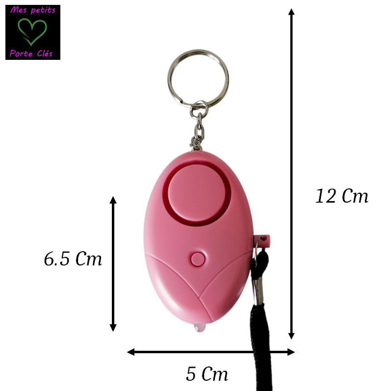 Porte-clés d'alarme de sécurité personnelle avec lumière LED - Rose