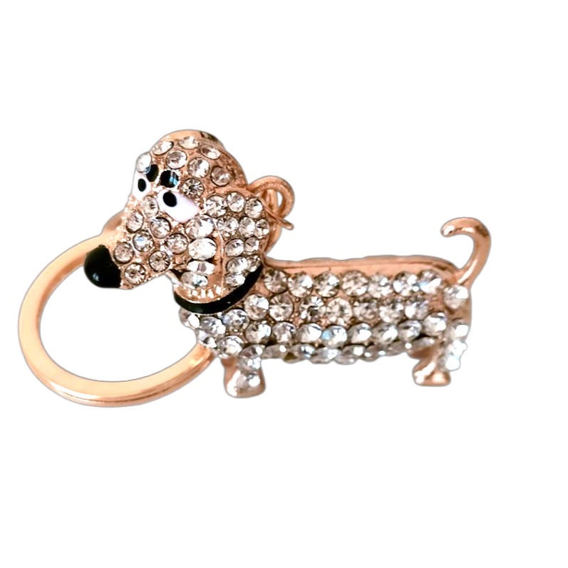 Porte-clés bijou de sac Teckel strass