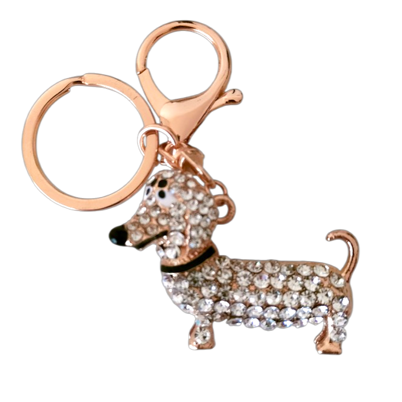 Porte-clés bijou de sac Teckel strass