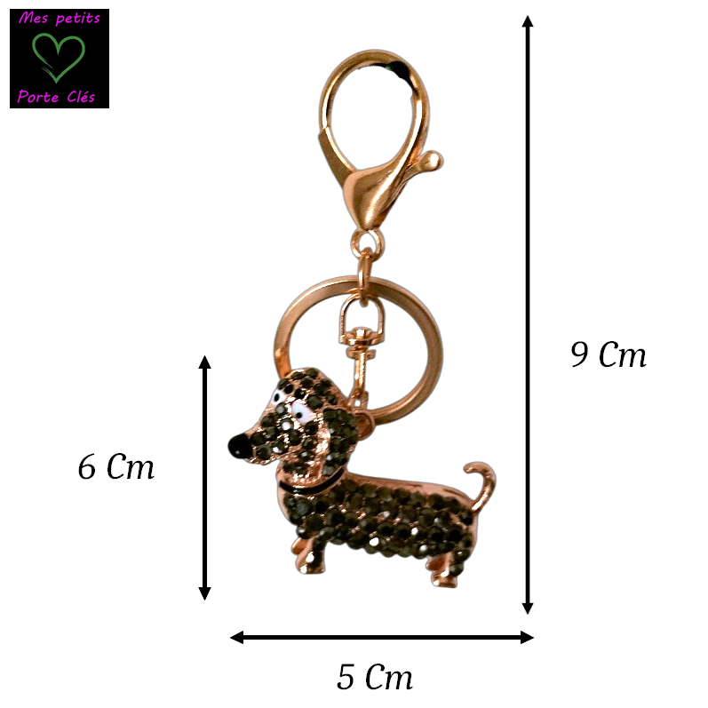 Porte-clés bijou de sac Teckel strass