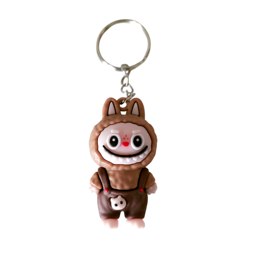 Porte-clés LABUBU avec salopette Marron foncé