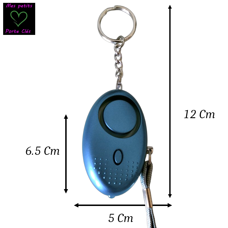 Porte-clés d'alarme de sécurité personnelle avec lumière LED - Bleue Métallisée