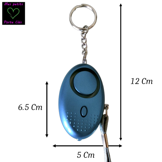 Porte-clés d'alarme de sécurité personnelle avec lumière LED - Bleue Métallisée