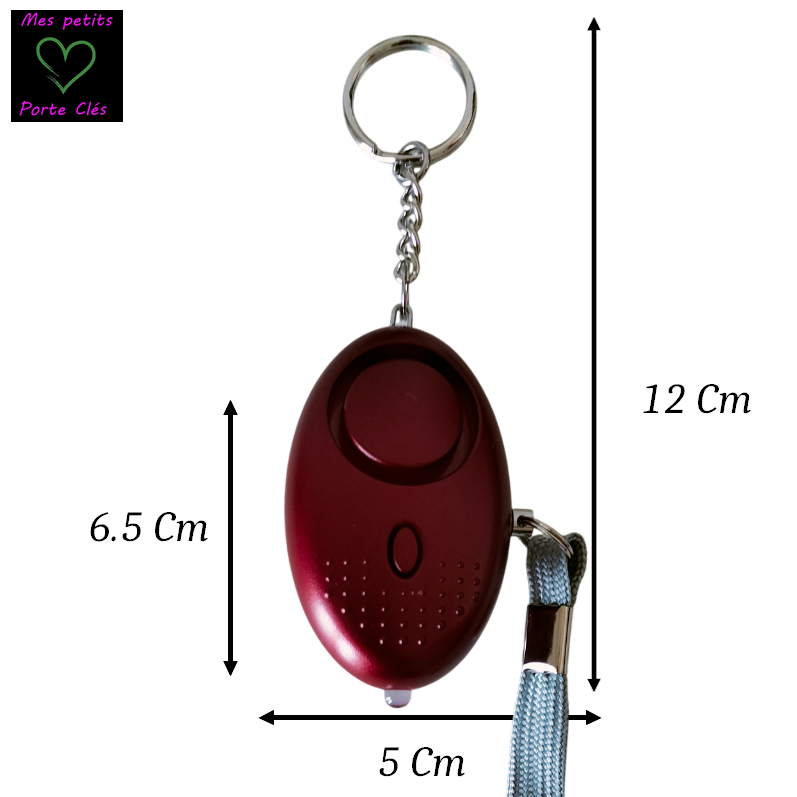 Porte-clés d'alarme de sécurité personnelle avec lumière LED - Bordeaux Métallisée