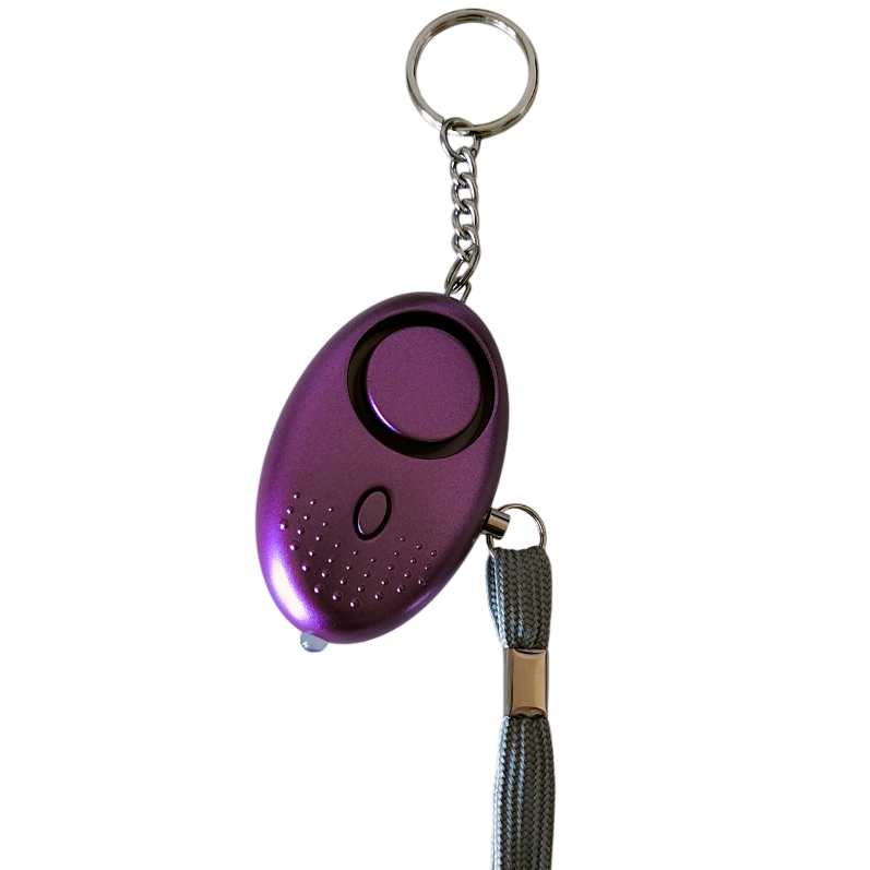 Porte-clés d'alarme de sécurité personnelle avec lumière LED - Violet Métallisée