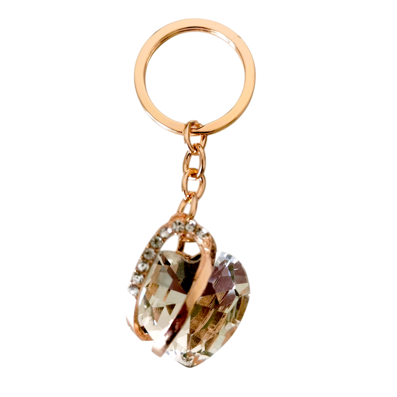 Porte-clés coeur pierre avec strass