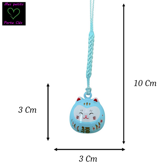 Porte-clés Gri-Gri chat porte bonheur Couleur Bleu clair (CHANCE)